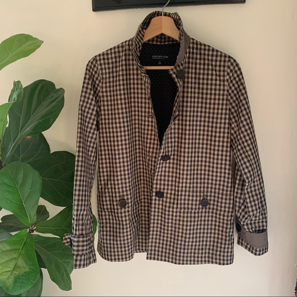 Jones New York | Lined Gingham Jacket - Petite Small